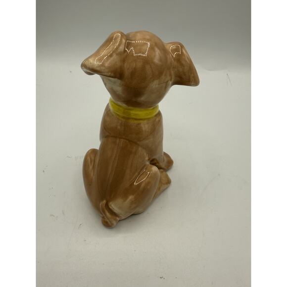Ceramic Puppy Dog Figurine Vintage Glazed Brown Puppy Dog See Pictures - Picture 4 of 7